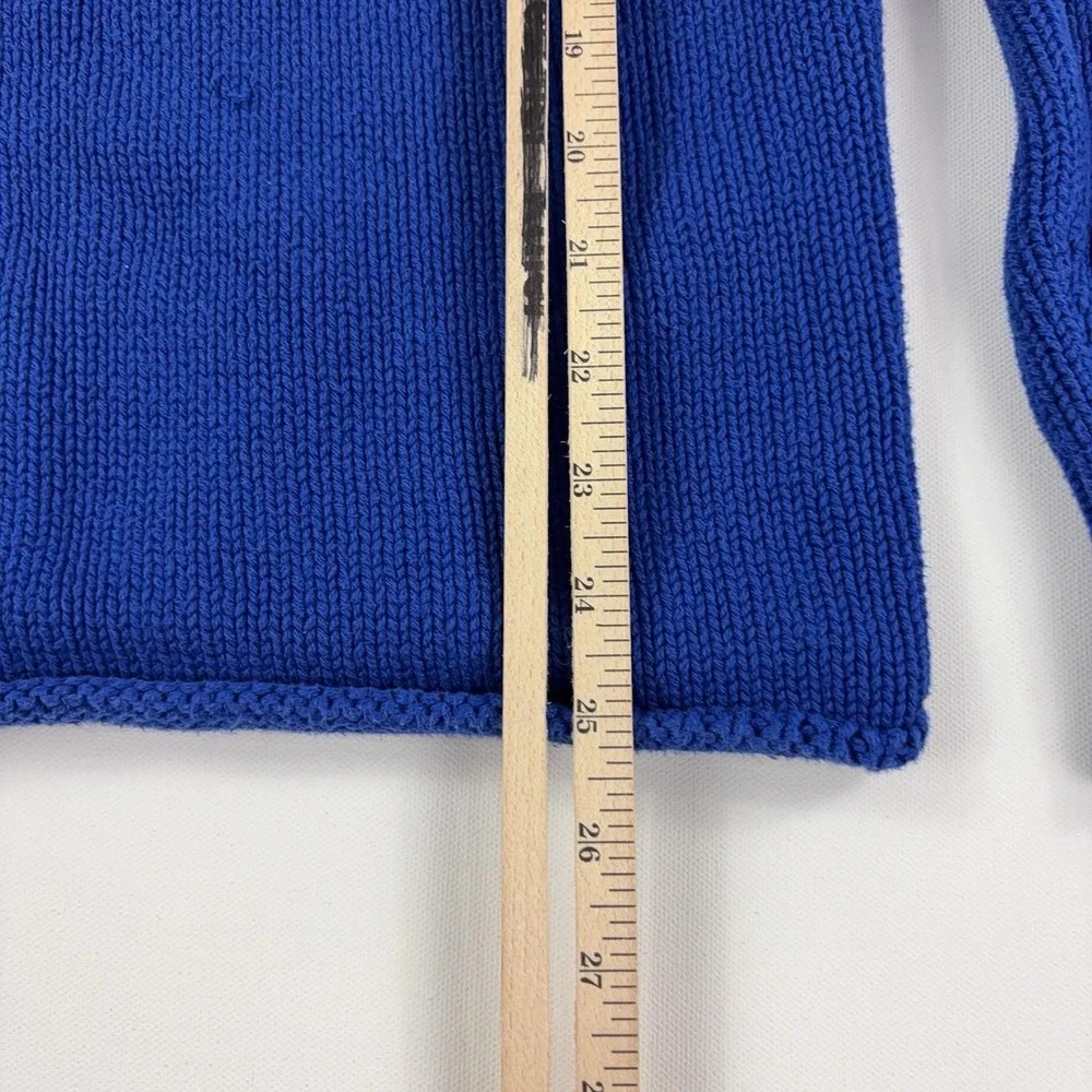 J Crew Sweater Womens XS Blue Mock Neck Fisherman Contrast Trim Knit Pullover